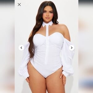 Fashion Nova White Puff Sleeve Blouse